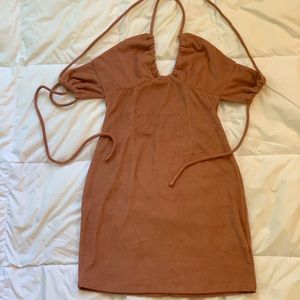 Brown/rusty orange Princess Polly halter mini dress new with tags